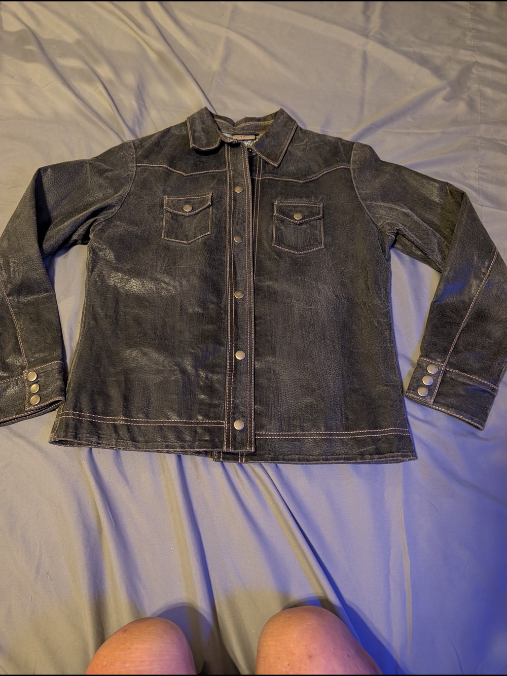 Ruff Hewn Black Suede Jacket with Contrast Stitching